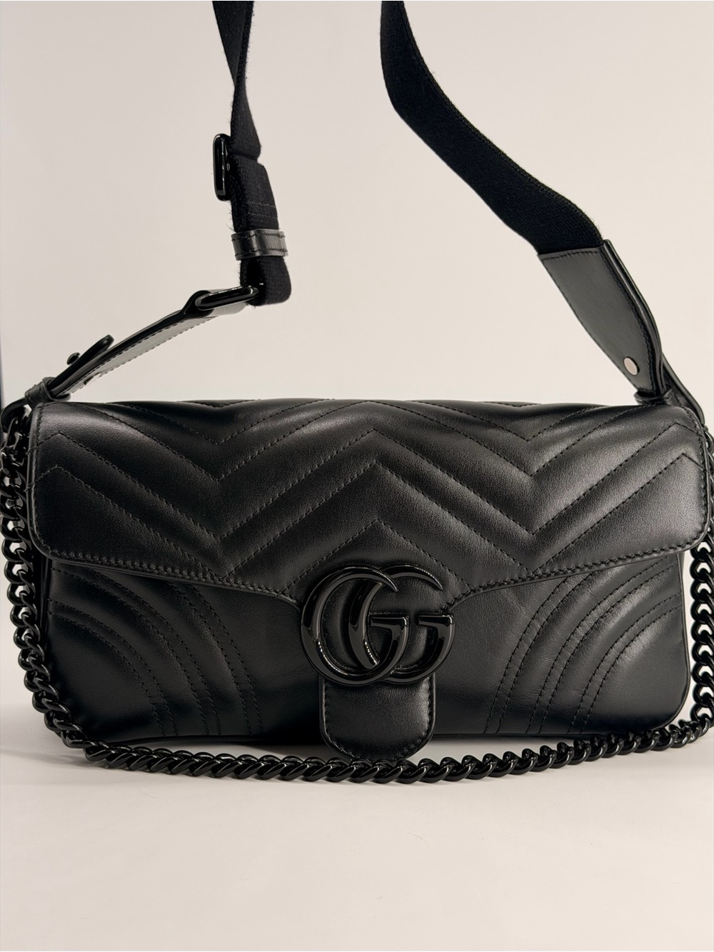 Gucci Black Quilted Marmont Small Black Leather Shoulder Bag